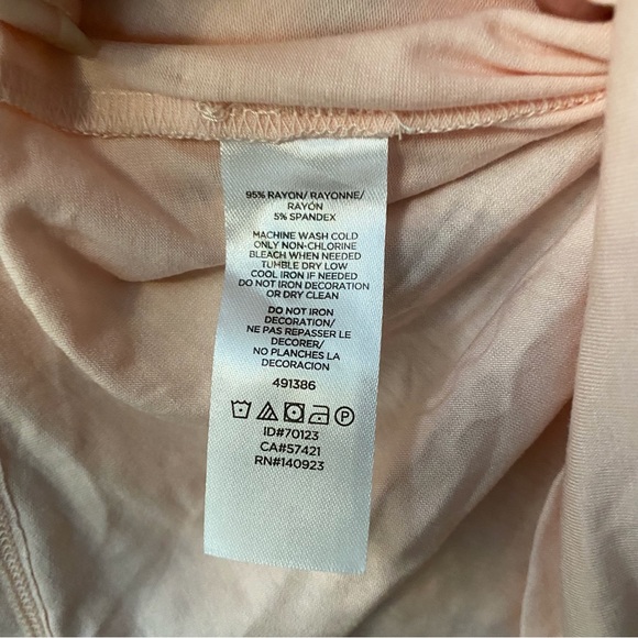 V Neck Long Sleeve Loft Tee Shirt Light Pink Rayon Spandex Size M New - Picture 7 of 7